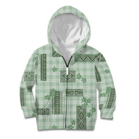 Hawaiian Quilt Tapa On Pastel Mint Palaka Motifs Kid Hoodie