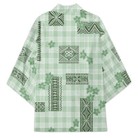 Hawaiian Quilt Tapa On Pastel Mint Palaka Motifs Kimono