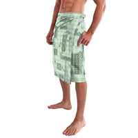 Hawaiian Quilt Tapa On Pastel Mint Palaka Motifs Lavalava
