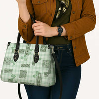 Hawaiian Quilt Tapa On Pastel Mint Palaka Motifs Leather Bag