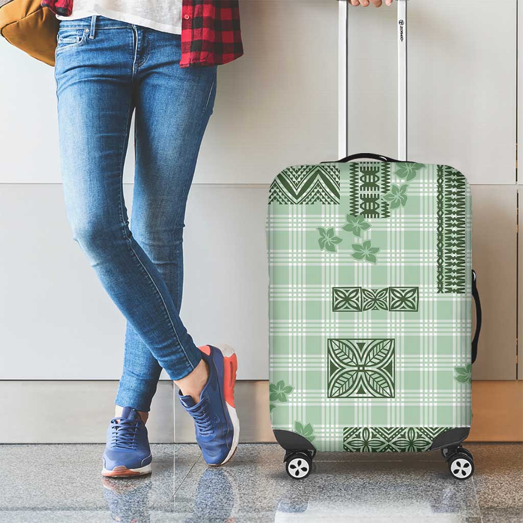 Hawaiian Quilt Tapa On Pastel Mint Palaka Motifs Luggage Cover