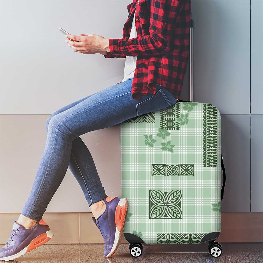 Hawaiian Quilt Tapa On Pastel Mint Palaka Motifs Luggage Cover