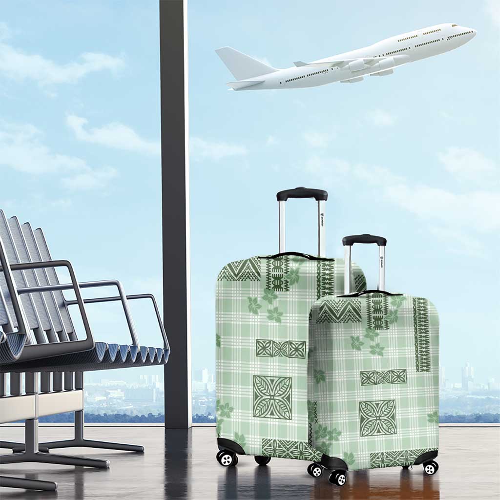 Hawaiian Quilt Tapa On Pastel Mint Palaka Motifs Luggage Cover