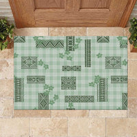 Hawaiian Quilt Tapa On Pastel Mint Palaka Motifs Rubber Doormat