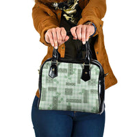 Hawaiian Quilt Tapa On Pastel Mint Palaka Motifs Shoulder Handbag