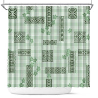 Hawaiian Quilt Tapa On Pastel Mint Palaka Motifs Shower Curtain
