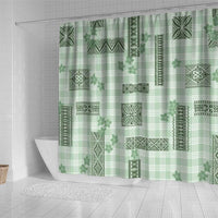 Hawaiian Quilt Tapa On Pastel Mint Palaka Motifs Shower Curtain