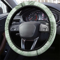 Hawaiian Quilt Tapa On Pastel Mint Palaka Motifs Steering Wheel Cover