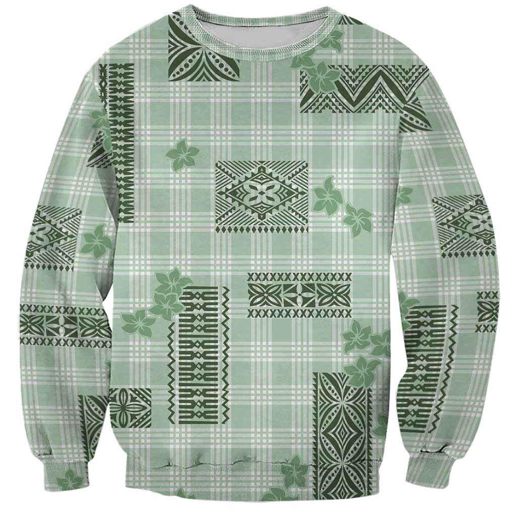 Hawaiian Quilt Tapa On Pastel Mint Palaka Motifs Sweatshirt