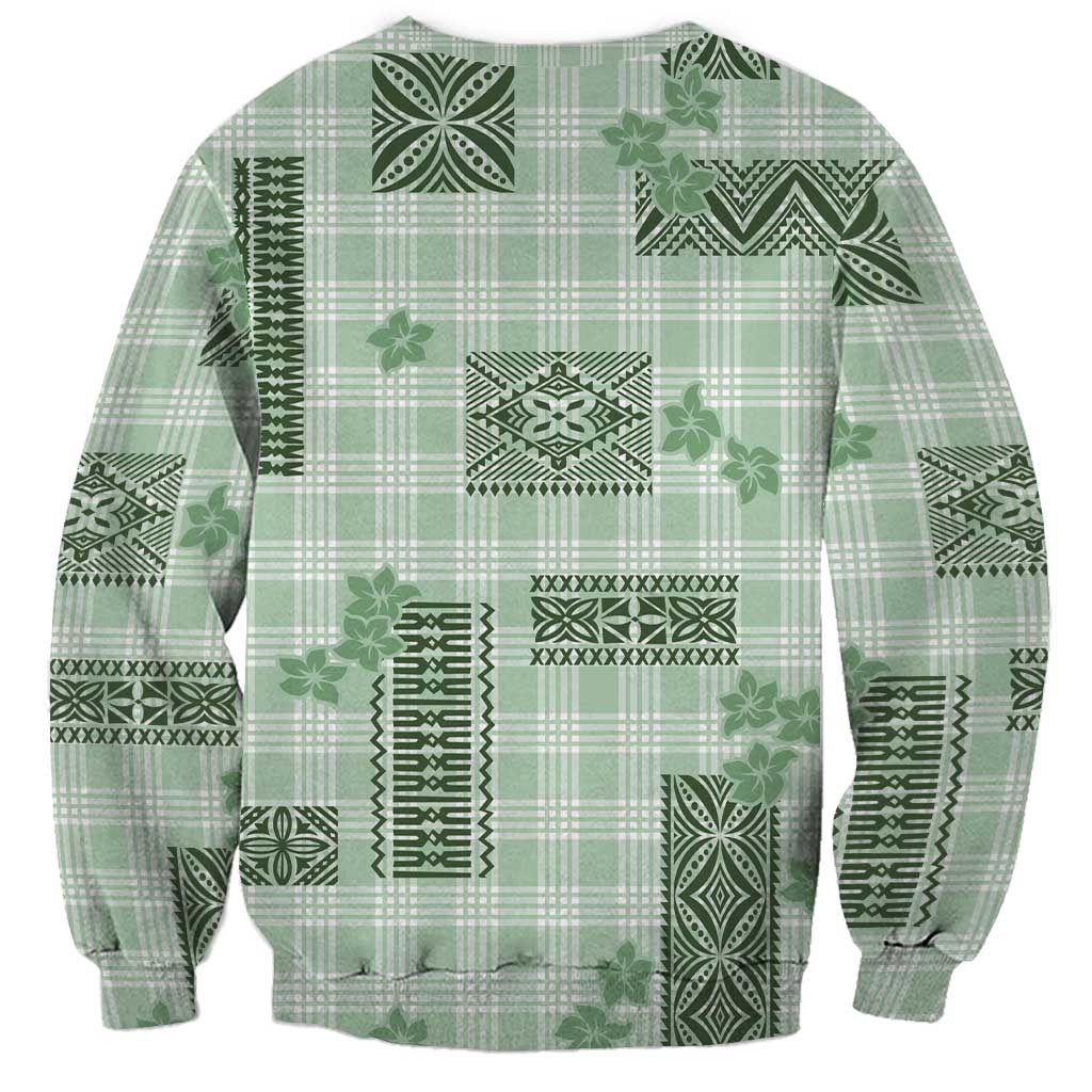 Hawaiian Quilt Tapa On Pastel Mint Palaka Motifs Sweatshirt