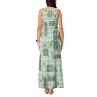 Hawaiian Quilt Tapa On Pastel Mint Palaka Motifs Tank Maxi Dress