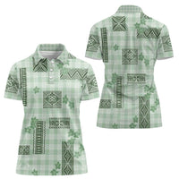 Hawaiian Quilt Tapa On Pastel Mint Palaka Motifs Women Polo Shirt
