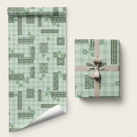 Hawaiian Quilt Tapa On Pastel Mint Palaka Motifs Wrapping Paper