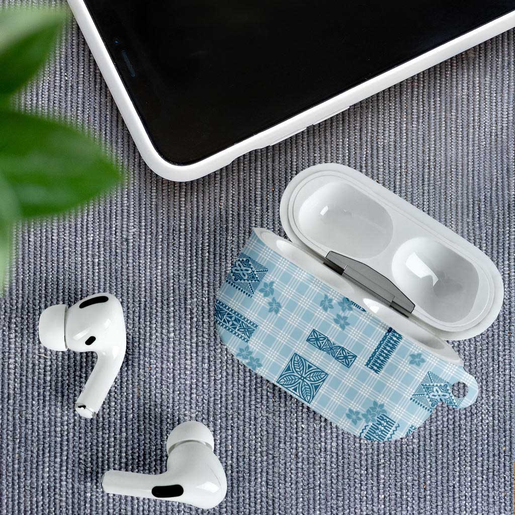 Hawaiian Quilt Tapa On Cold Blue Palaka Motifs AirPods Case