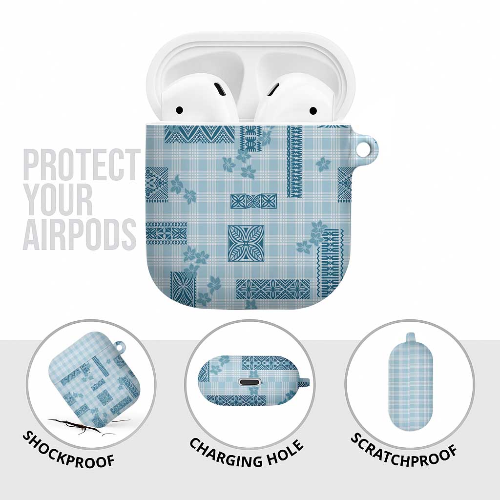 Hawaiian Quilt Tapa On Cold Blue Palaka Motifs AirPods Case