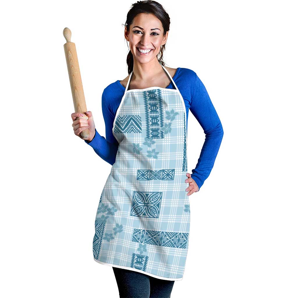 Hawaiian Quilt Tapa On Cold Blue Palaka Motifs Apron