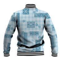 Hawaiian Quilt Tapa On Cold Blue Palaka Motifs Baseball Jacket