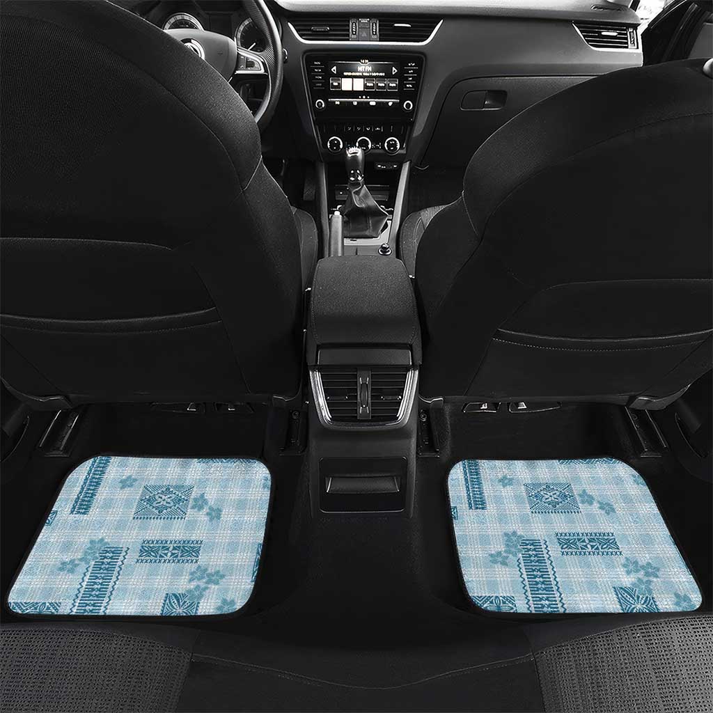 Hawaiian Quilt Tapa On Cold Blue Palaka Motifs Car Mats