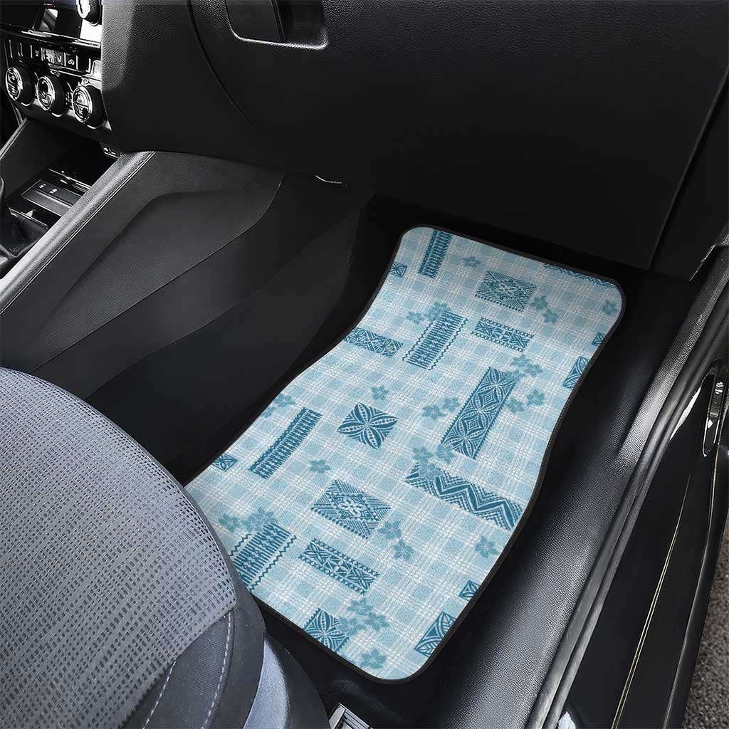 Hawaiian Quilt Tapa On Cold Blue Palaka Motifs Car Mats