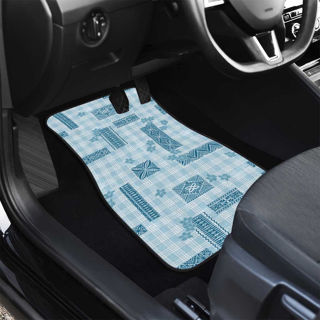 Hawaiian Quilt Tapa On Cold Blue Palaka Motifs Car Mats