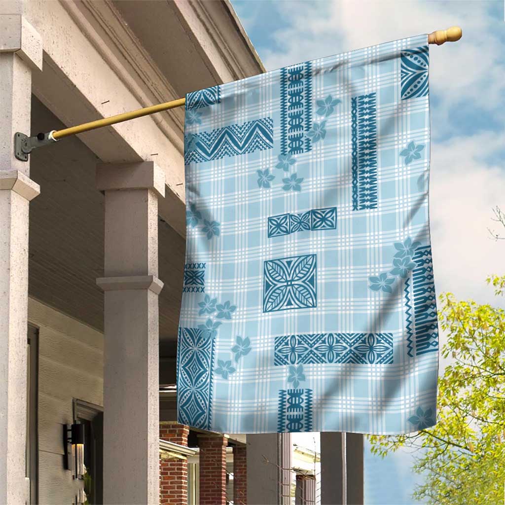 Hawaiian Quilt Tapa On Cold Blue Palaka Motifs Garden Flag