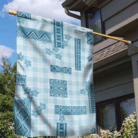 Hawaiian Quilt Tapa On Cold Blue Palaka Motifs Garden Flag