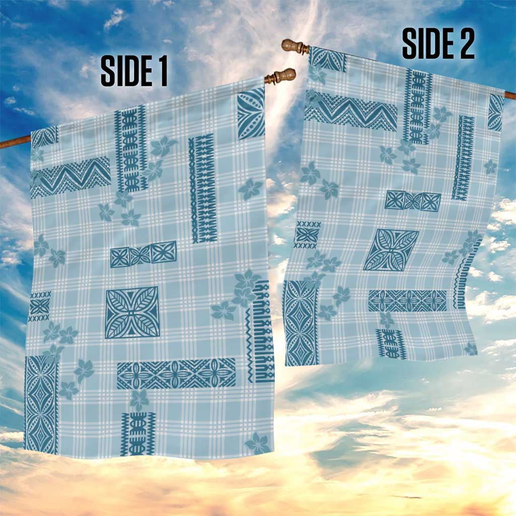 Hawaiian Quilt Tapa On Cold Blue Palaka Motifs Garden Flag