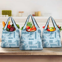 Hawaiian Quilt Tapa On Cold Blue Palaka Motifs Grocery Bag