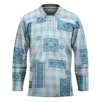 Hawaiian Quilt Tapa On Cold Blue Palaka Motifs Hockey Jersey