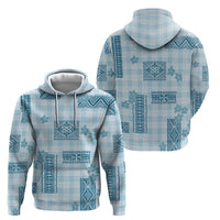 Hawaiian Quilt Tapa On Cold Blue Palaka Motifs Hoodie