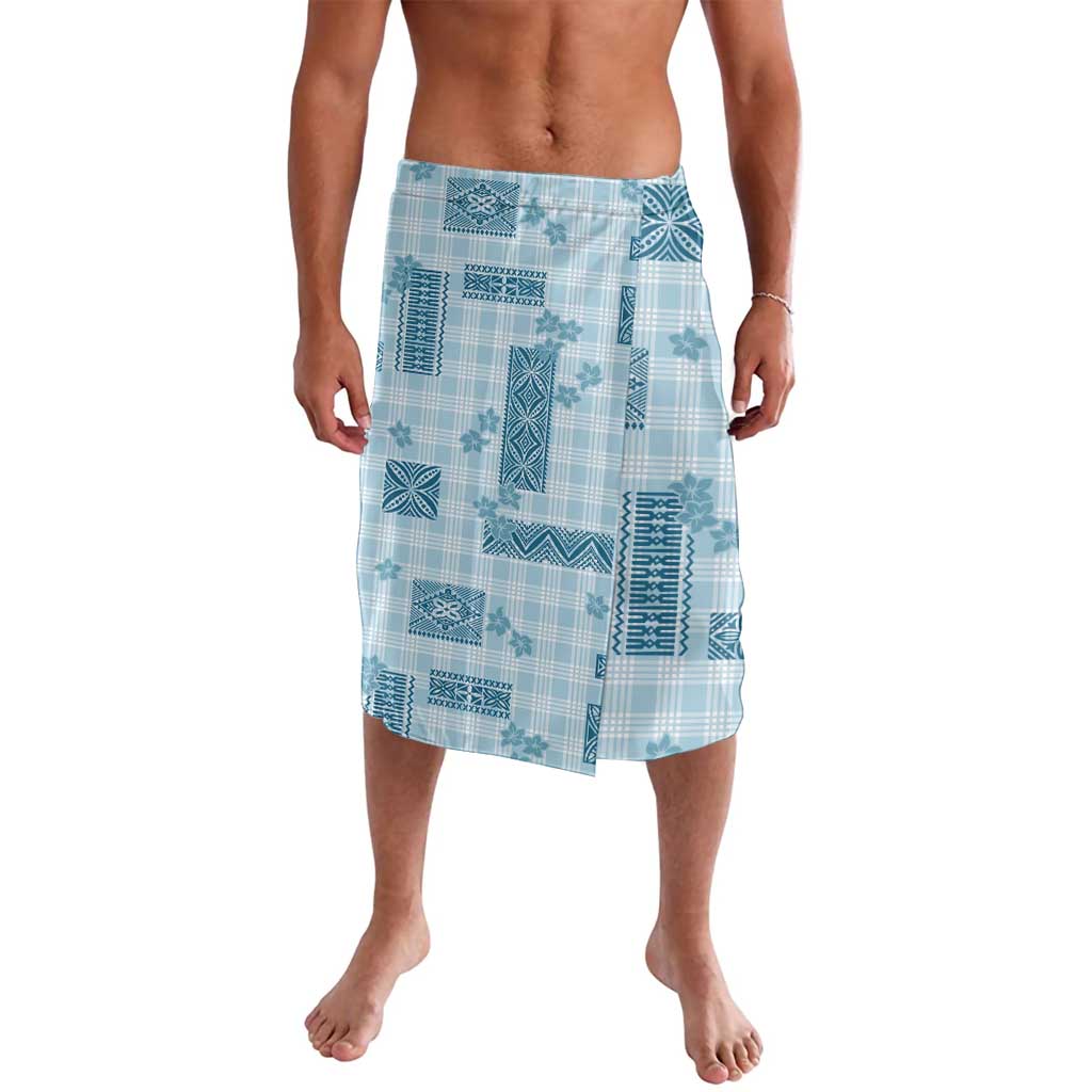 Hawaiian Quilt Tapa On Cold Blue Palaka Motifs Lavalava