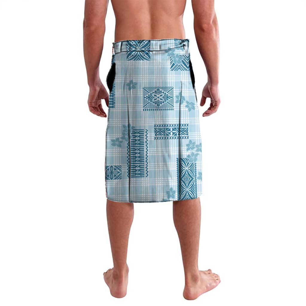 Hawaiian Quilt Tapa On Cold Blue Palaka Motifs Lavalava