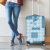 Hawaiian Quilt Tapa On Cold Blue Palaka Motifs Luggage Cover