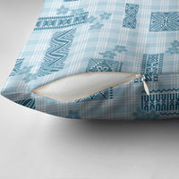 Hawaiian Quilt Tapa On Cold Blue Palaka Motifs Pillow Cover