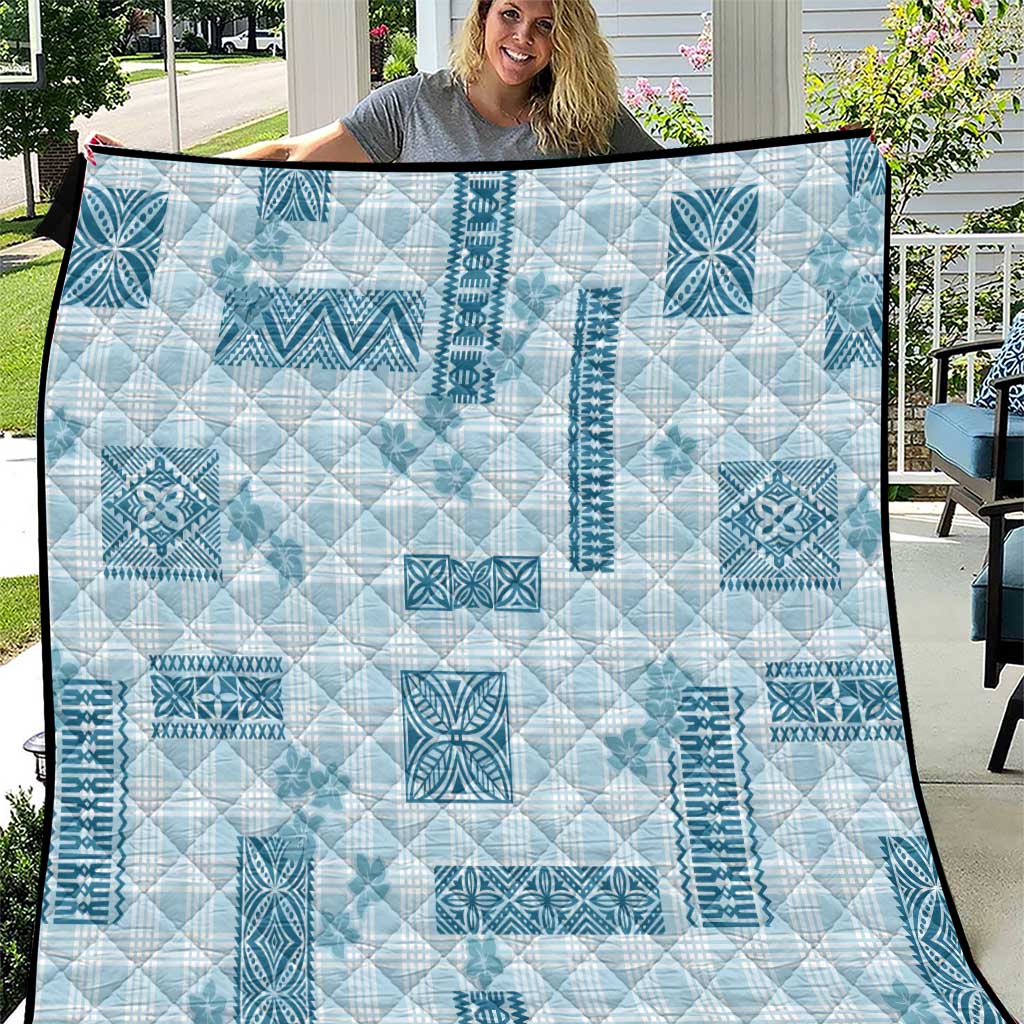 Hawaiian Quilt Tapa On Cold Blue Palaka Motifs Quilt