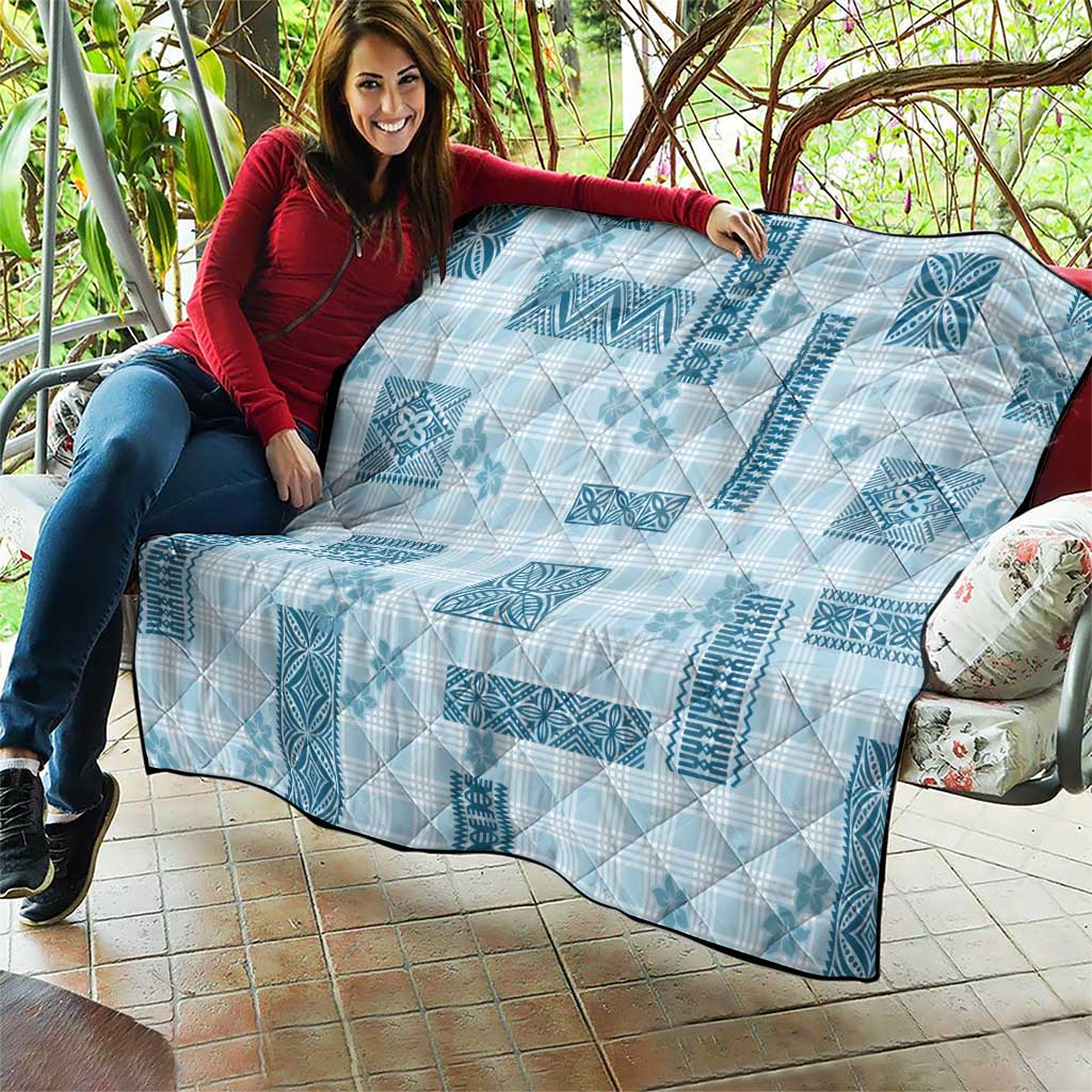 Hawaiian Quilt Tapa On Cold Blue Palaka Motifs Quilt
