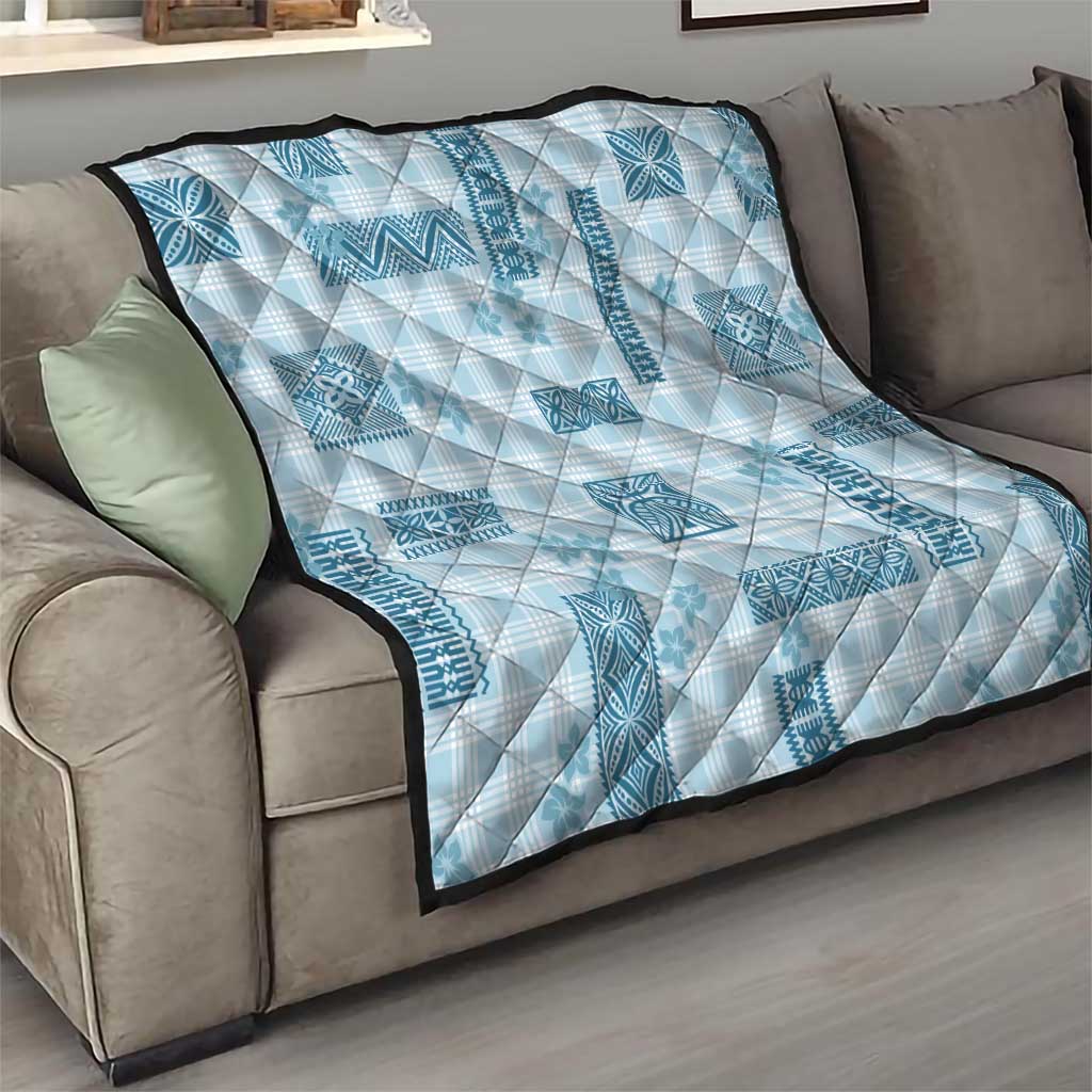 Hawaiian Quilt Tapa On Cold Blue Palaka Motifs Quilt