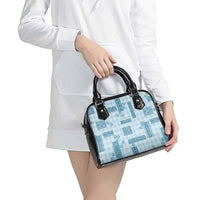 Hawaiian Quilt Tapa On Cold Blue Palaka Motifs Shoulder Handbag