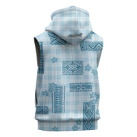 Hawaiian Quilt Tapa On Cold Blue Palaka Motifs Sleeveless Hoodie