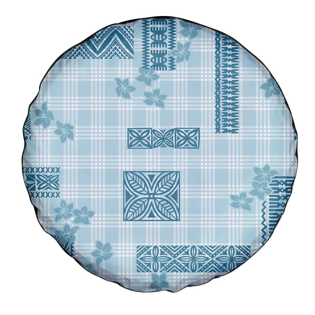 Hawaiian Quilt Tapa On Cold Blue Palaka Motifs Spare Tire Cover
