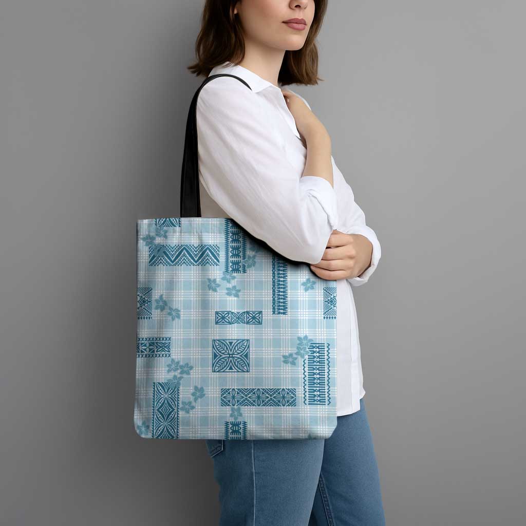 Hawaiian Quilt Tapa On Cold Blue Palaka Motifs Tote Bag