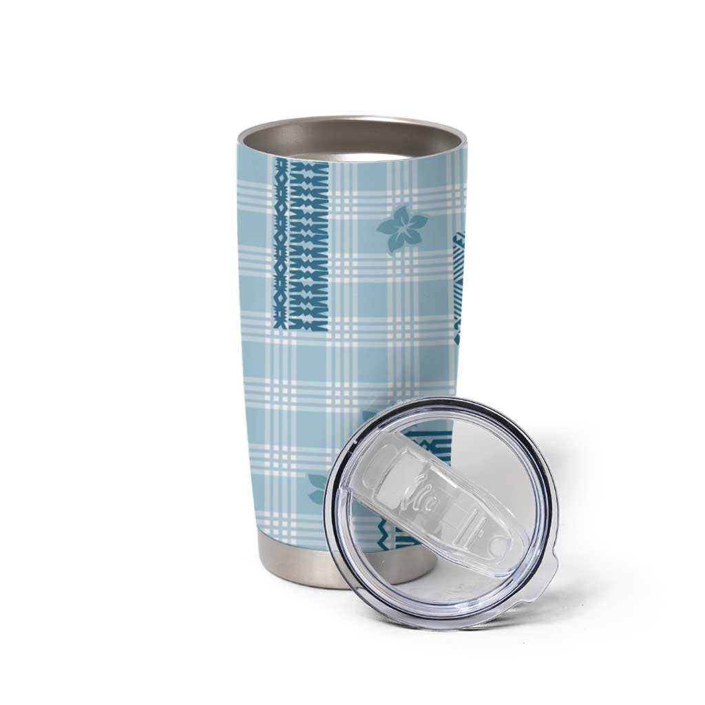 Hawaiian Quilt Tapa On Cold Blue Palaka Motifs Tumbler Cup