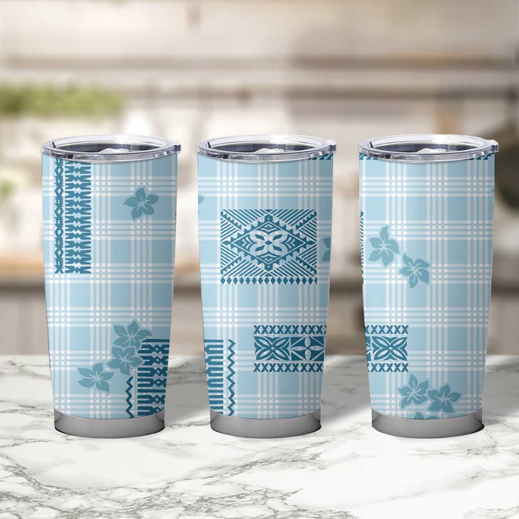 Hawaiian Quilt Tapa On Cold Blue Palaka Motifs Tumbler Cup