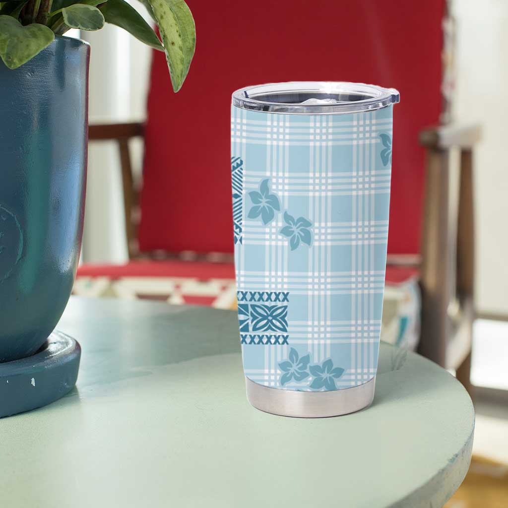 Hawaiian Quilt Tapa On Cold Blue Palaka Motifs Tumbler Cup