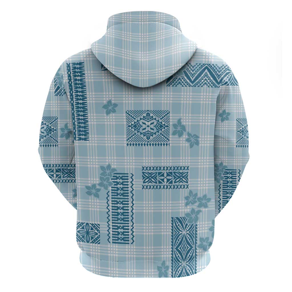 Hawaiian Quilt Tapa On Cold Blue Palaka Motifs Zip Hoodie