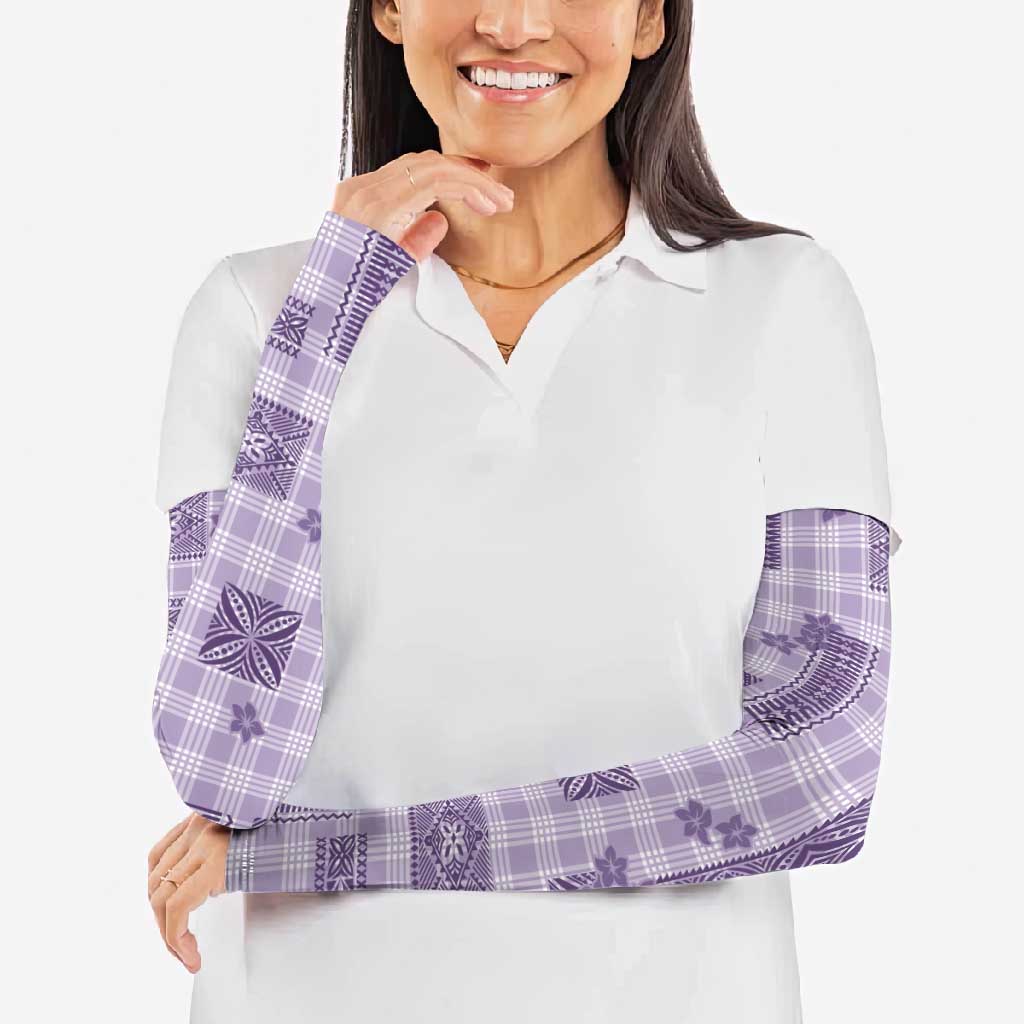 Hawaiian Quilt Tapa On Lilac Palaka Motifs Arm Sleeves