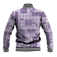 Hawaiian Quilt Tapa On Lilac Palaka Motifs Baseball Jacket