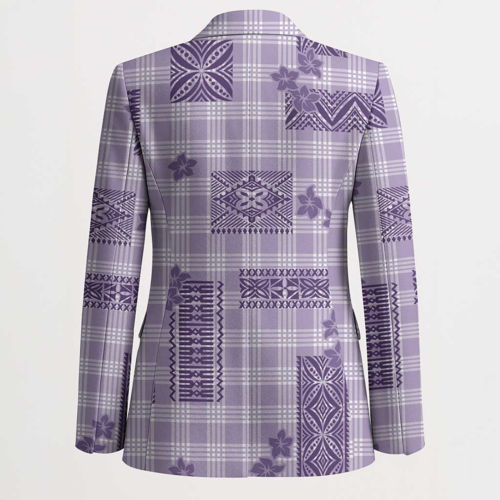 Hawaiian Quilt Tapa On Lilac Palaka Motifs Blazer