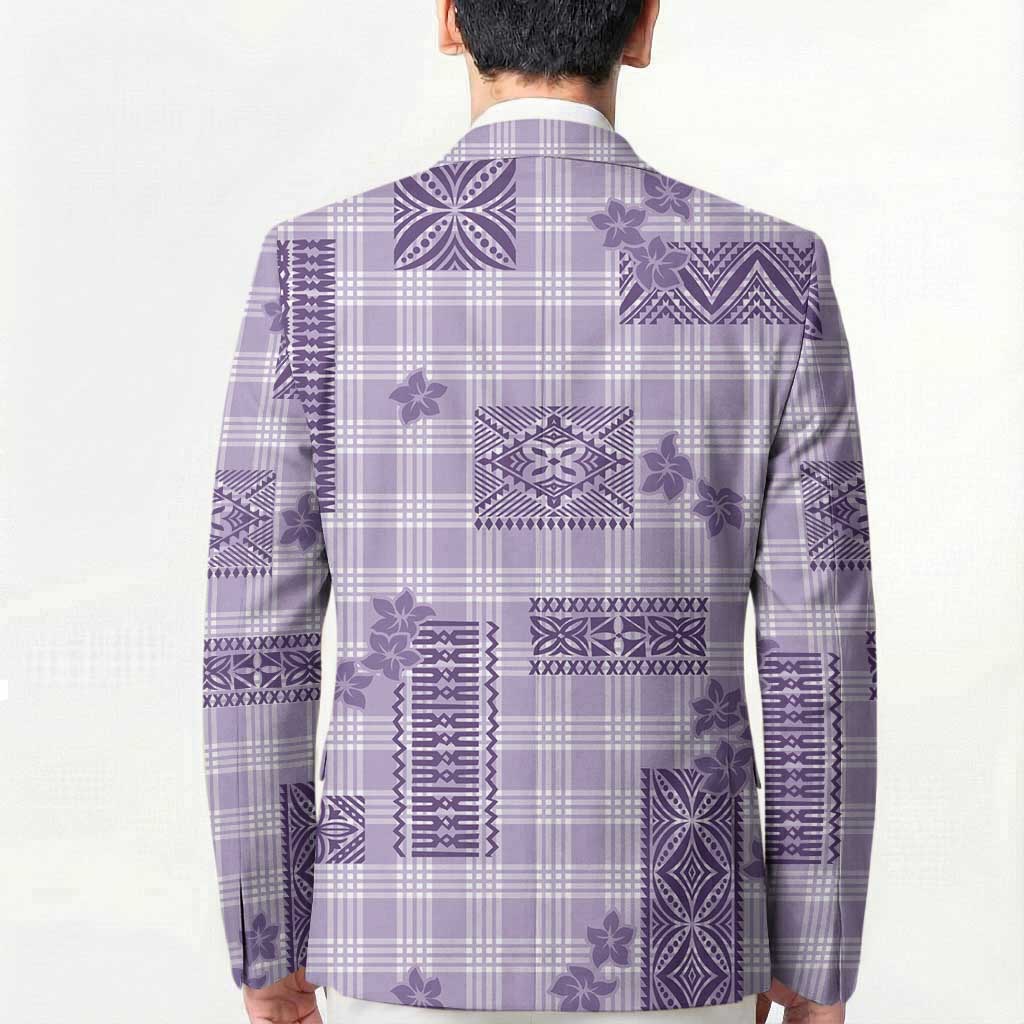 Hawaiian Quilt Tapa On Lilac Palaka Motifs Blazer