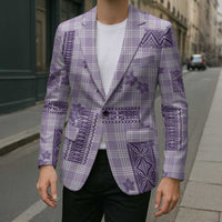 Hawaiian Quilt Tapa On Lilac Palaka Motifs Blazer